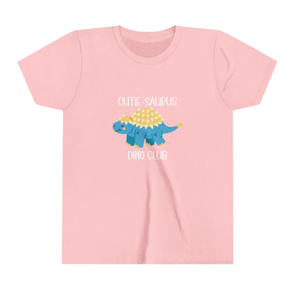 Youth Ankylosaurus Cutie Saurus Dino Club Blue - White Graphic - Unisex Jersey Short Sleeve Tee Super Comfy Dino T-Shirt Gift