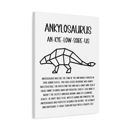 Polygon Outlined Ankylosaurus Vertical Matte Canvas White, Stretched, 1.25" Amazing Gift for the Dino Lover in your life