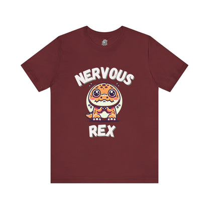 Nervous Rex Unisex T-Shirt – Adorable Unisex Dino Tee for Fun & Relatable Style