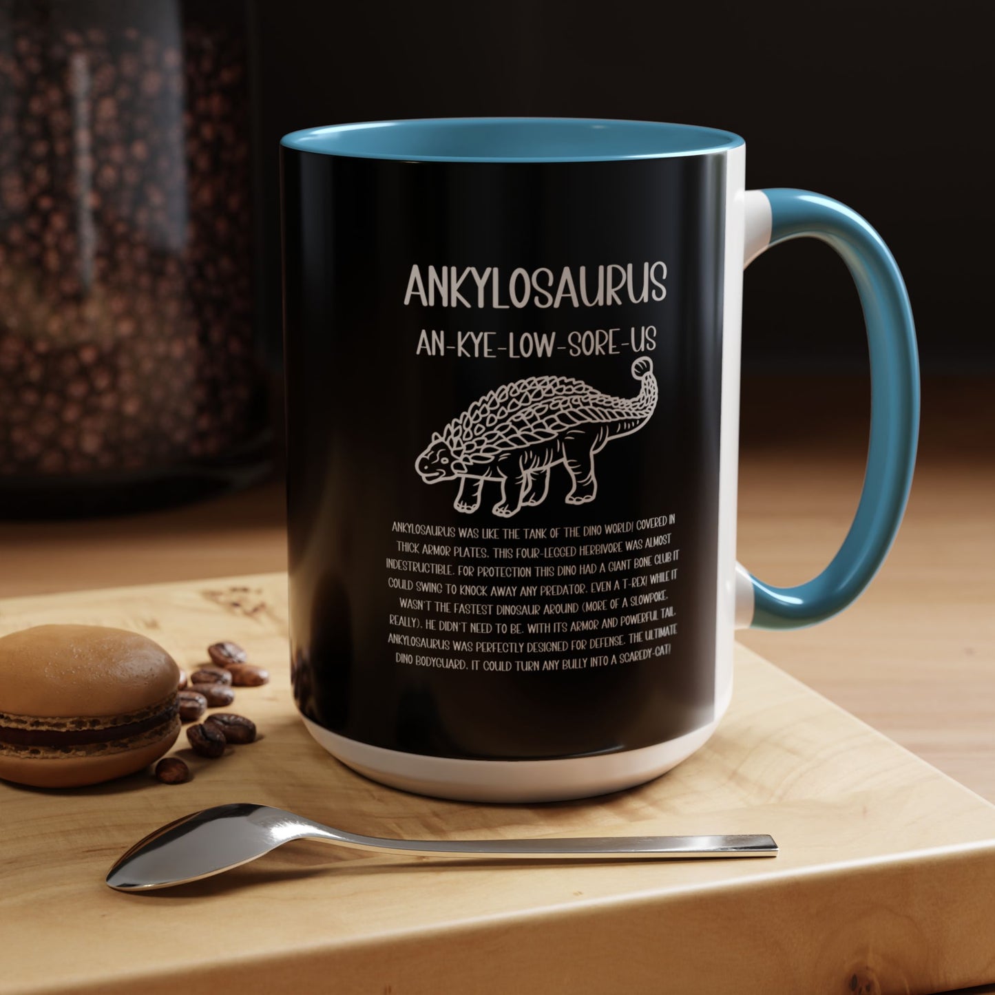 Outlined Ankylosaurus Mug with Detailed White Graphic Amazing Gift for the Dino Lovers in your life