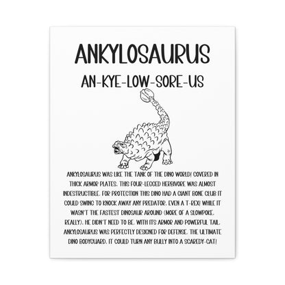 Defensive Ankylosaurus Vertical Matte Canvas White, Stretched, 1.25" Amazing Gift for the Dino Lover in your life