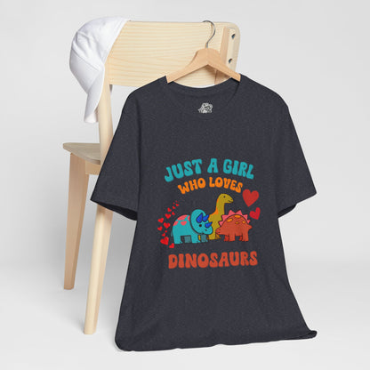 Retro - Just a Girl Who Loves Dinosaurs Unisex T-Shirt – Perfect for Dino Enthusiasts