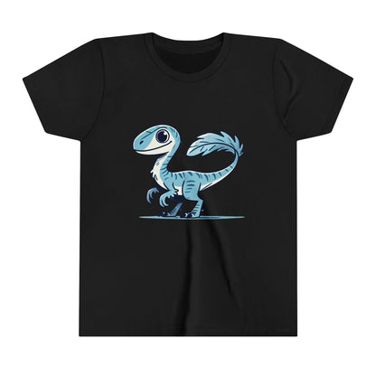 Youth Charming Blue Velociraptor Tee – Cool Dino Style with a Playful Twist! 🦖💙❄️ - Unisex Jersey Short Sleeve Tee Super Comfy Dino T-Shirt Gift