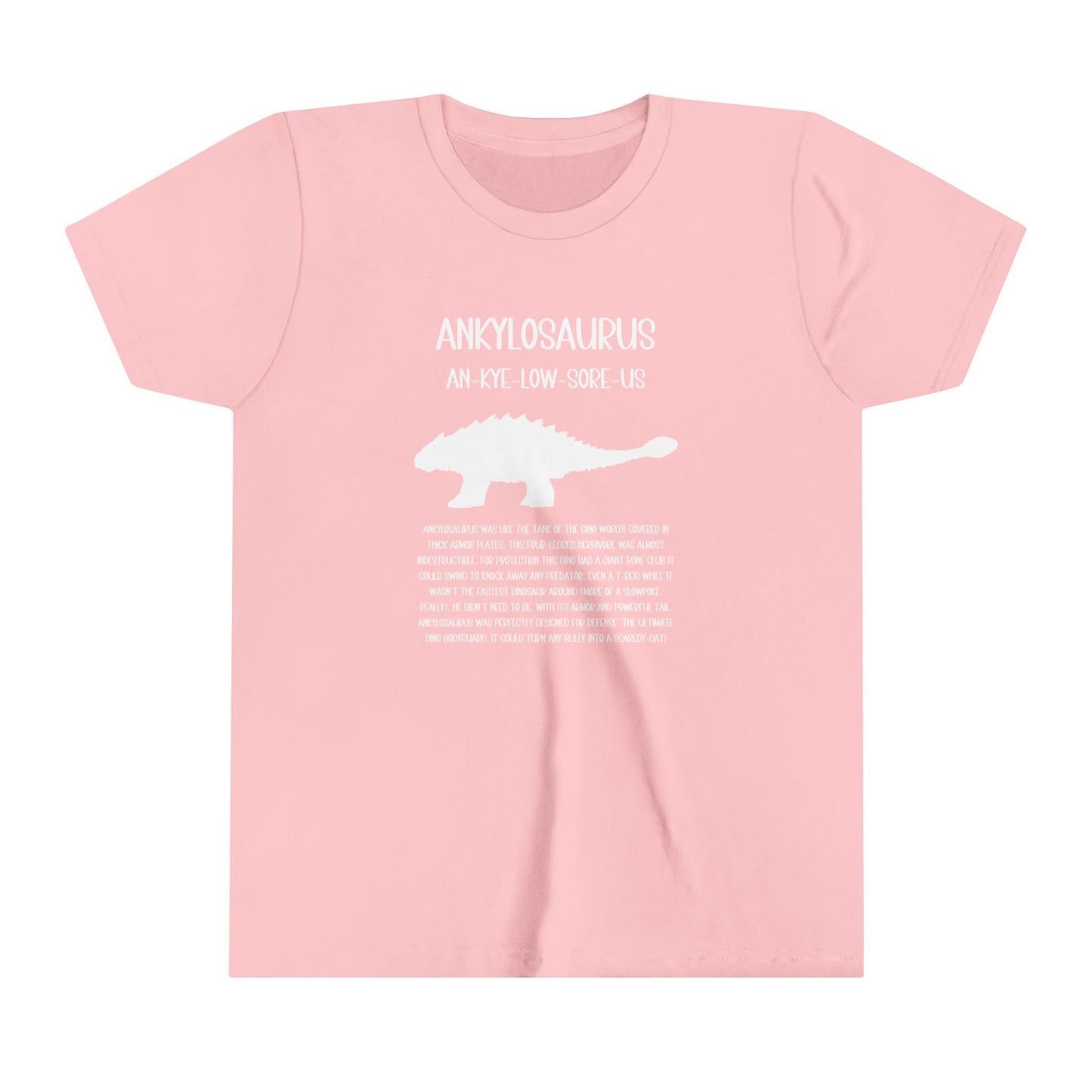 Youth Ankylosaurus T-Shirt with Detailed White Graphics - Unisex Jersey Short Sleeve Tee Super Comfy Dino T-Shirt Gift