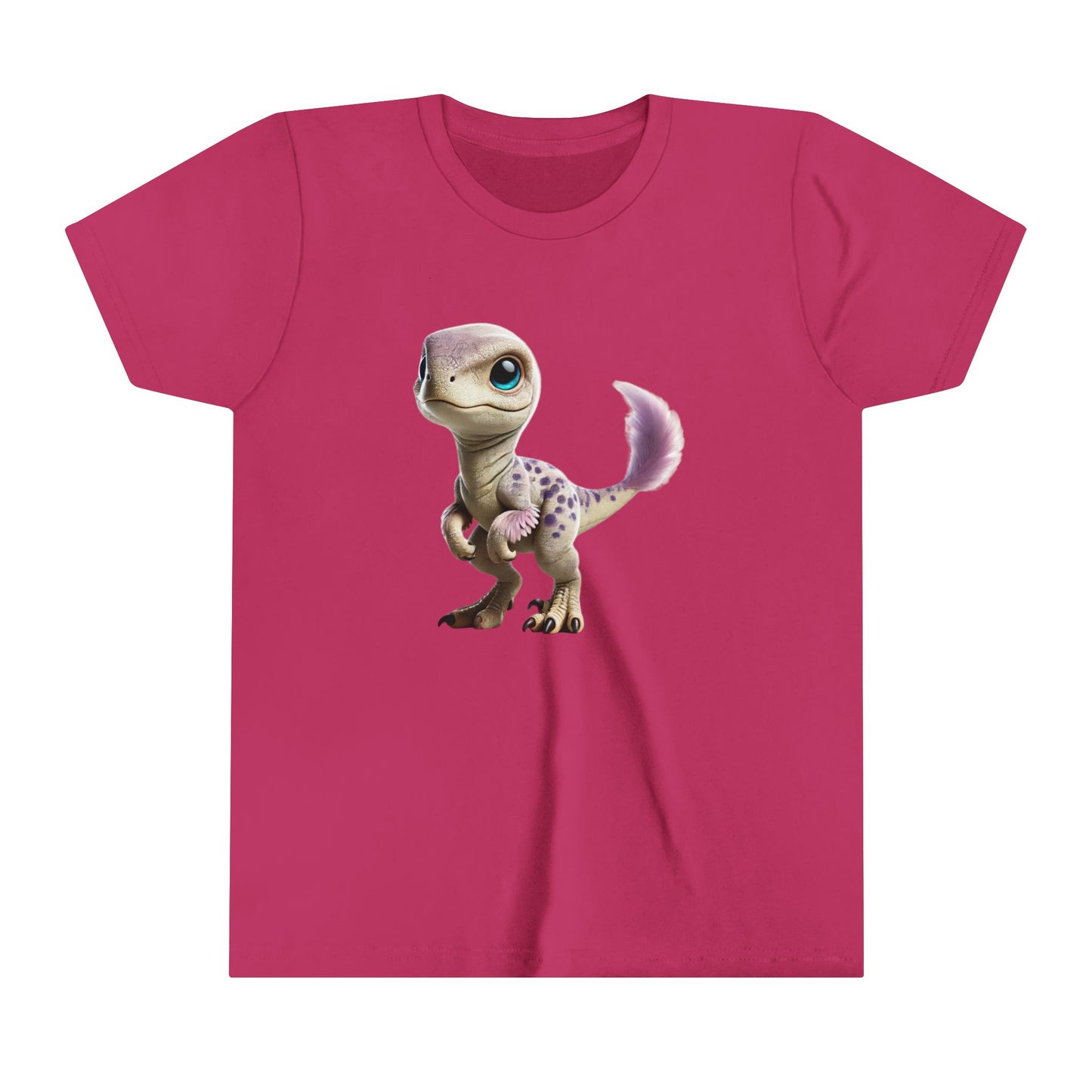 Youth Lovable Baby Velociraptor Tee – Sweet Dino Style in Soft Pastels! 🦖💜✨ - Unisex Jersey Short Sleeve Tee Super Comfy Dino T-Shirt Gift