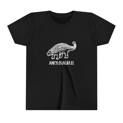 Youth Outlined Ankylosaurus T-Shirt with White Graphics - Unisex Jersey Short Sleeve Tee Super Comfy Dino T-Shirt Gift