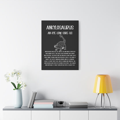 Defensive Ankylosaurus Vertical Matte Canvas Black, Stretched, 1.25" Amazing Gift for the Dino Lover in your life