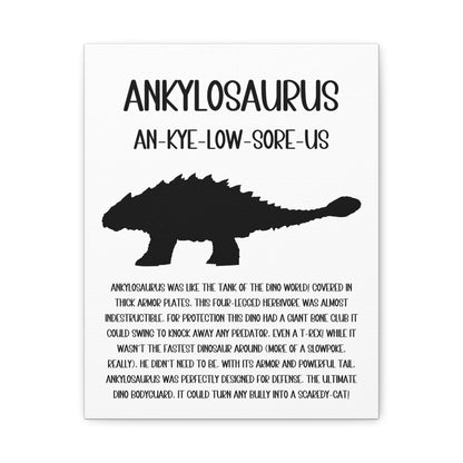 Ankylosaurus Vertical Matte Canvas White, Stretched, 1.25" Amazing Gift for the Dino Lover in your life