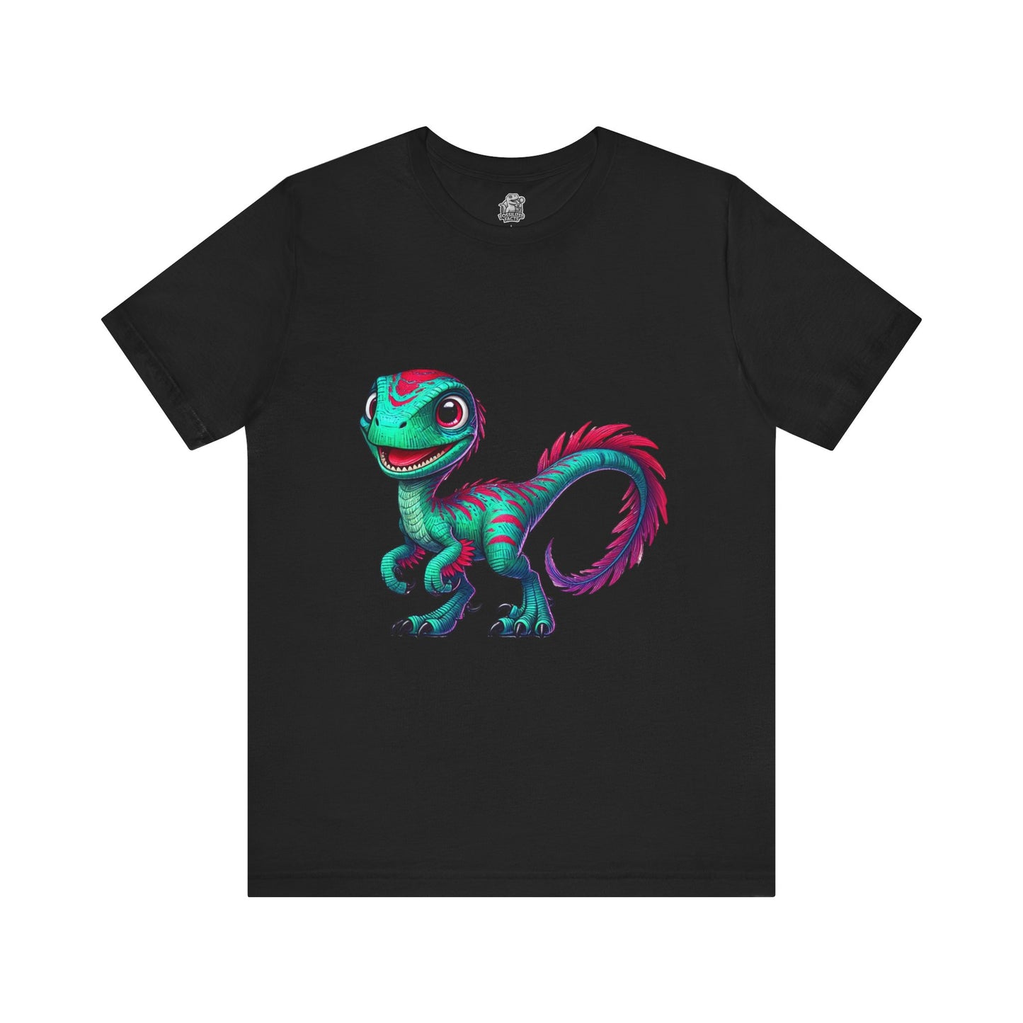 Bright & Bold Velociraptor Tee – Stand Out with Dino Style! 🦖💜💚 - Unisex Jersey Short Sleeve Tee Super Comfy Dino T-Shirt Gift