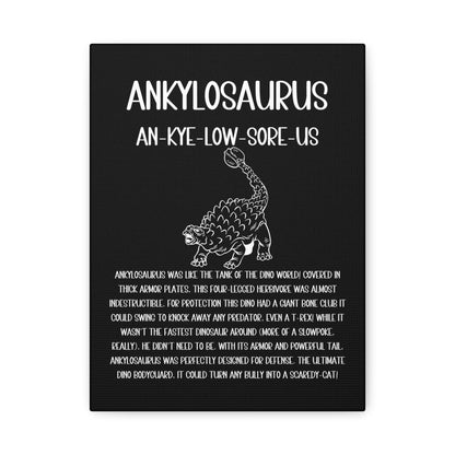 Defensive Ankylosaurus Vertical Matte Canvas Black, Stretched, 1.25" Amazing Gift for the Dino Lover in your life