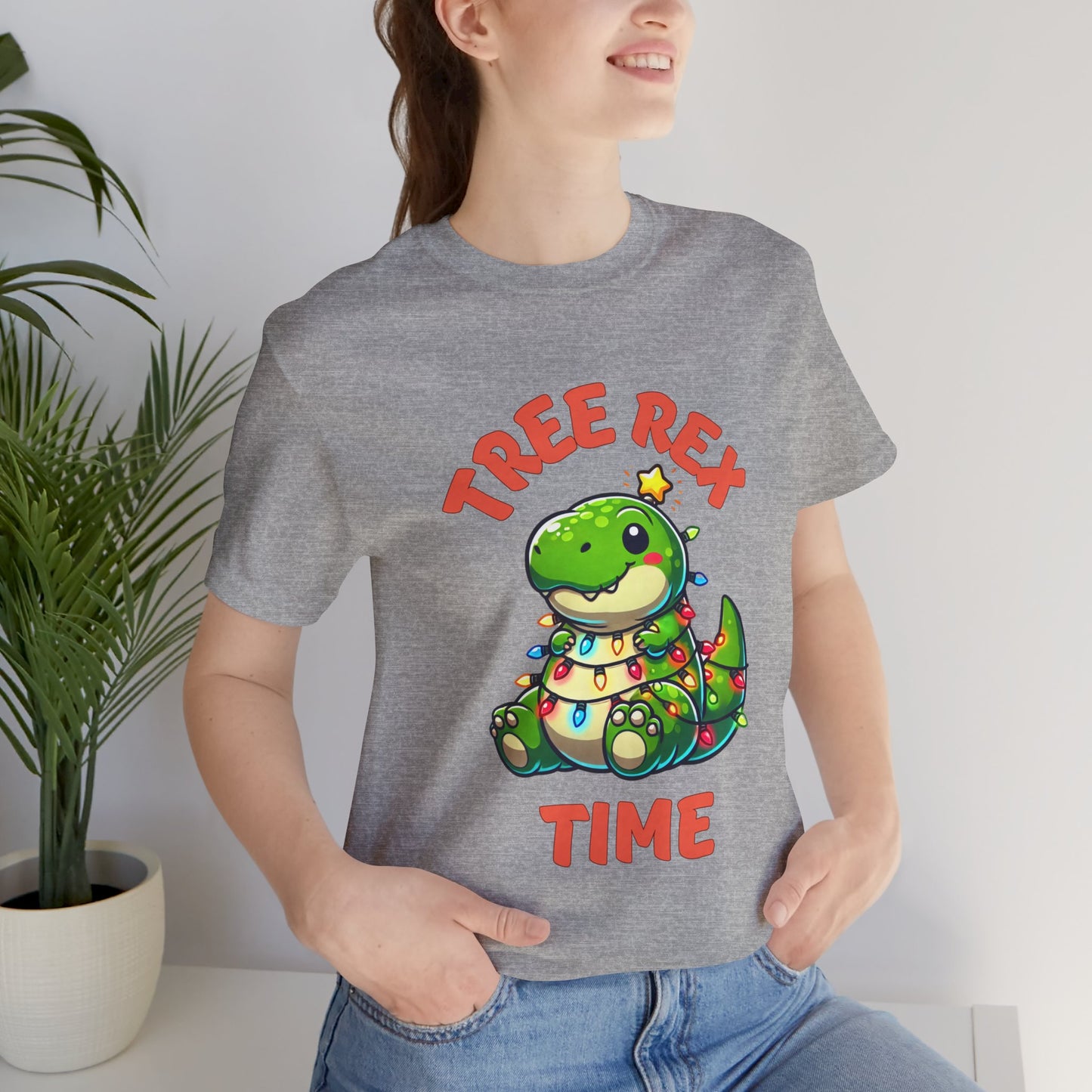 Tree Rex Time Merry Christmas Larry- Unisex Jersey Short Sleeve Tee Super Comfy Dino T-Shirt Gift