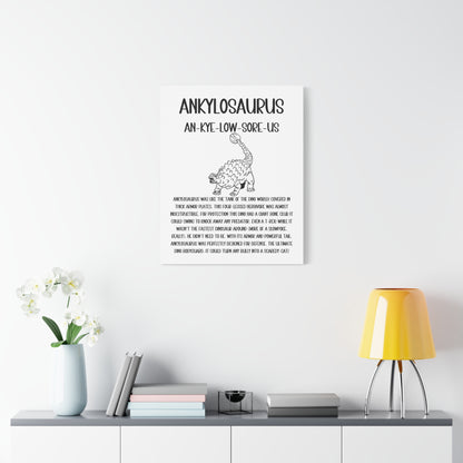 Defensive Ankylosaurus Vertical Matte Canvas White, Stretched, 1.25" Amazing Gift for the Dino Lover in your life