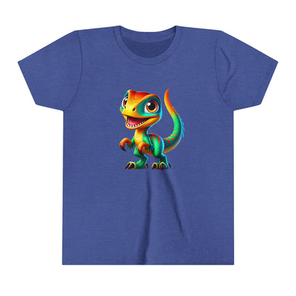 Youth Vibrant Green & Orange Velociraptor – Perfect for Dino Fans! - Unisex Jersey Short Sleeve Tee Super Comfy Dino T-Shirt Gift