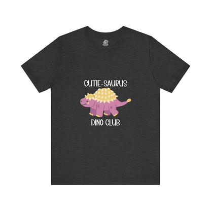 Ankylosaurus Cutie Saurus Dino Club Pink - White Graphic - Unisex Jersey Short Sleeve Tee Super Comfy Dino T-Shirt Gift