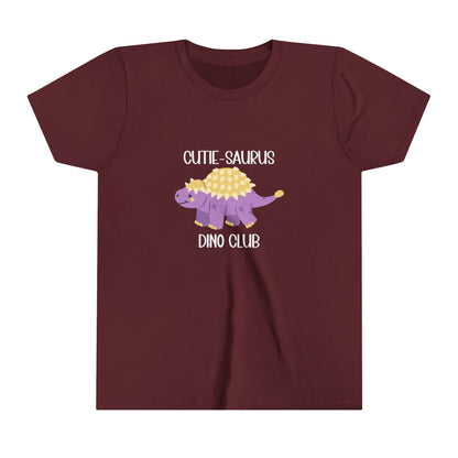 Youth Ankylosaurus Cutie Saurus Dino Club Purple - White Graphic - Unisex Jersey Short Sleeve Tee Super Comfy Dino T-Shirt Gift