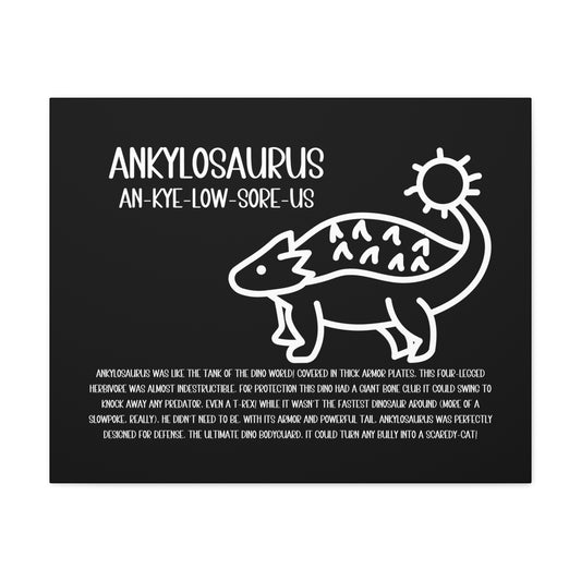 Cute Ankylosaurus Horizontal Matte Canvas Black, Stretched, 1.25" Amazing Gift for the Dino Lover in your life