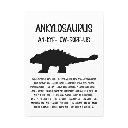 Ankylosaurus Vertical Matte Canvas White, Stretched, 1.25" Amazing Gift for the Dino Lover in your life