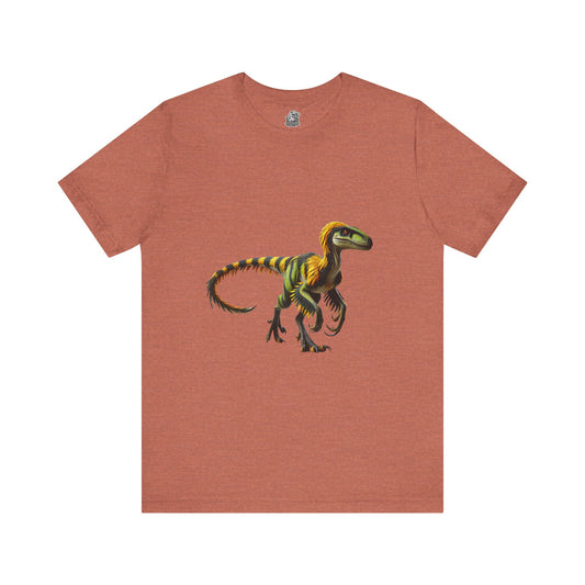 Vibrant Jungle Velociraptor Tee – Bold Green & Yellow Dino Style! 🦖🌿🔥 - Unisex Jersey Short Sleeve Tee Super Comfy Dino T-Shirt Gift