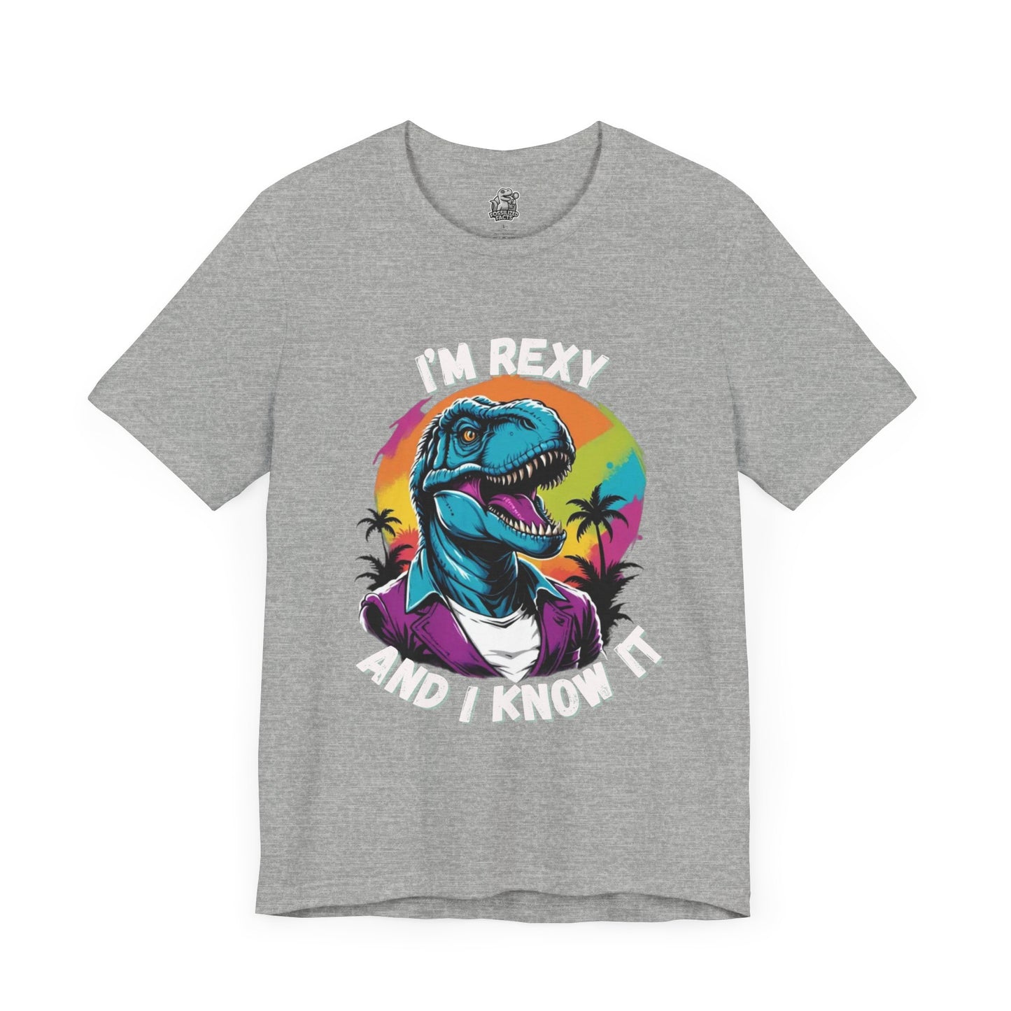 Retro Rex – I’m Rexy and I Know It Unisex T-Shirt with 80s Vibes & Cool T-Rex