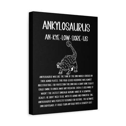 Defensive Ankylosaurus Vertical Matte Canvas Black, Stretched, 1.25" Amazing Gift for the Dino Lover in your life