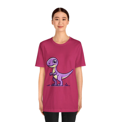 Cute Purple Cartoon Velociraptor - Unisex Jersey Short Sleeve Tee Super Comfy Dino T-Shirt Gift