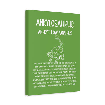 Defensive Ankylosaurus Vertical Matte Canvas Green, Stretched, 1.25" Amazing Gift for the Dino Lover in your life