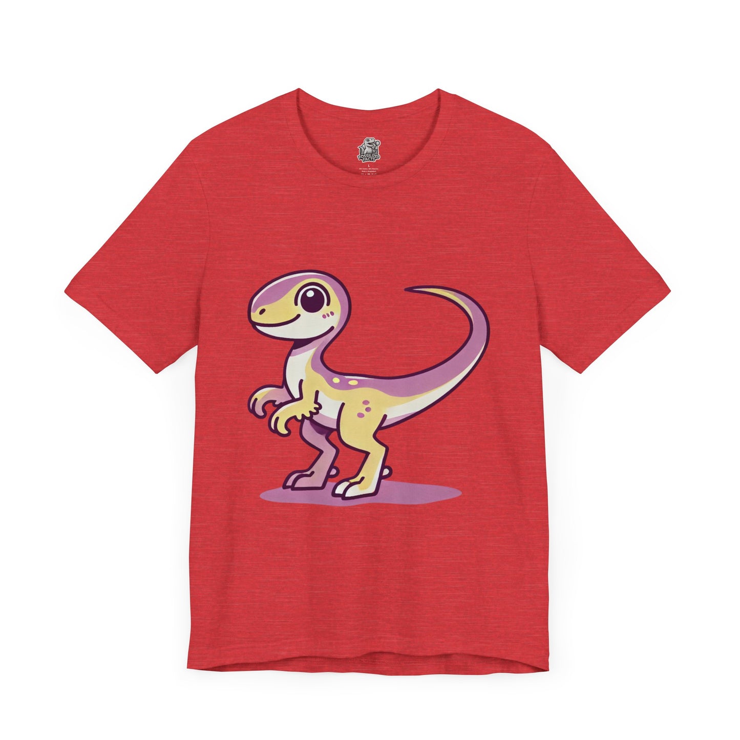 Lavender & Yellow Cartoon Velociraptor - Unisex Jersey Short Sleeve Tee Super Comfy Dino T-Shirt Gift