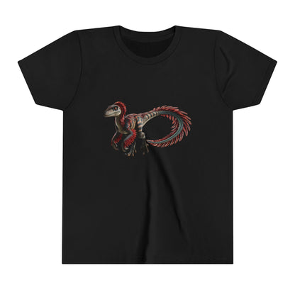 Youth Wild & Feathered Velociraptor Tee – Bold Jungle Vibes and Fierce Dino Style! 🦖🌿🔥 - Unisex Jersey Short Sleeve Tee Super Comfy Dino T-Shirt Gift