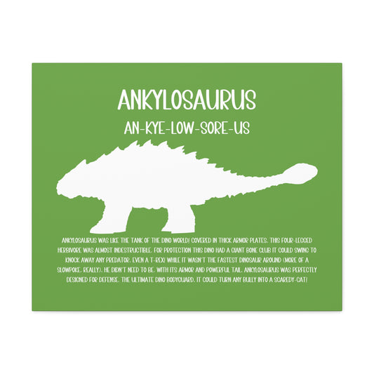 Ankylosaurus Horizontal Matte Canvas Green, Stretched, 1.25" Amazing Gift for the Dino Lover in your life