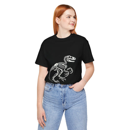 Bold Velociraptor Skeleton Tee – Iconic Fossil Design for Dinosaur Fans! 🦖💀🦴 - Unisex Jersey Short Sleeve Tee Super Comfy Dino T-Shirt Gift