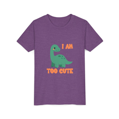 I AM TOO CUTE  Youth Size T-Shirt for kids who love dinosaurs