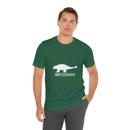 Ankylosaurus White Graphics- Unisex Jersey Short Sleeve Tee Super Comfy Dino T-Shirt Gift