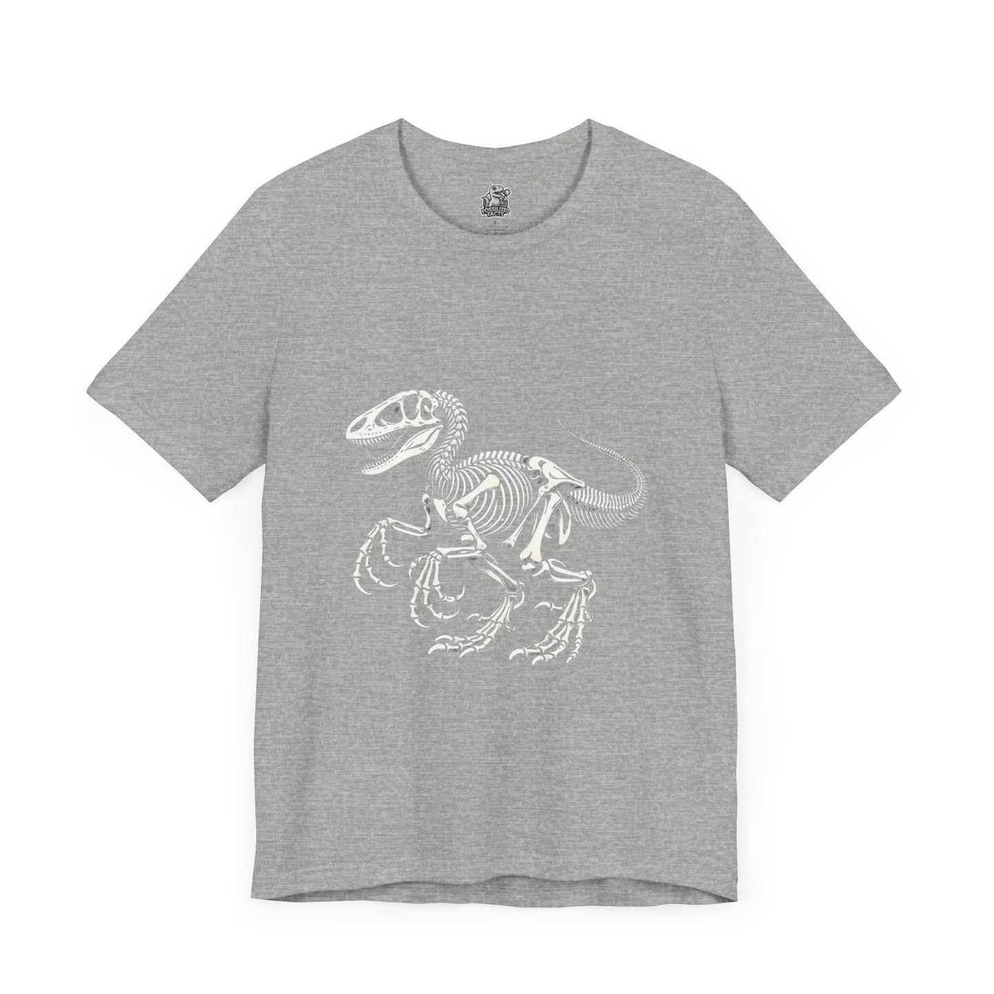 Velociraptor Fossil Skeleton Tee – Bold & Authentic Prehistoric Style! 🦖🦴✨ - Unisex Jersey Short Sleeve Tee Super Comfy Dino T-Shirt Gift