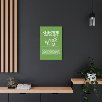 Cute Ankylosaurus Vertical Matte Canvas Green, Stretched, 1.25" Amazing Gift for the Dino Lover in your life