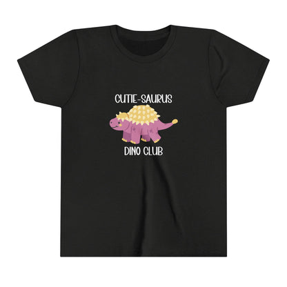 Youth Ankylosaurus Cutie Saurus Dino Club Pink - White Graphic - Unisex Jersey Short Sleeve Tee Super Comfy Dino T-Shirt Gift