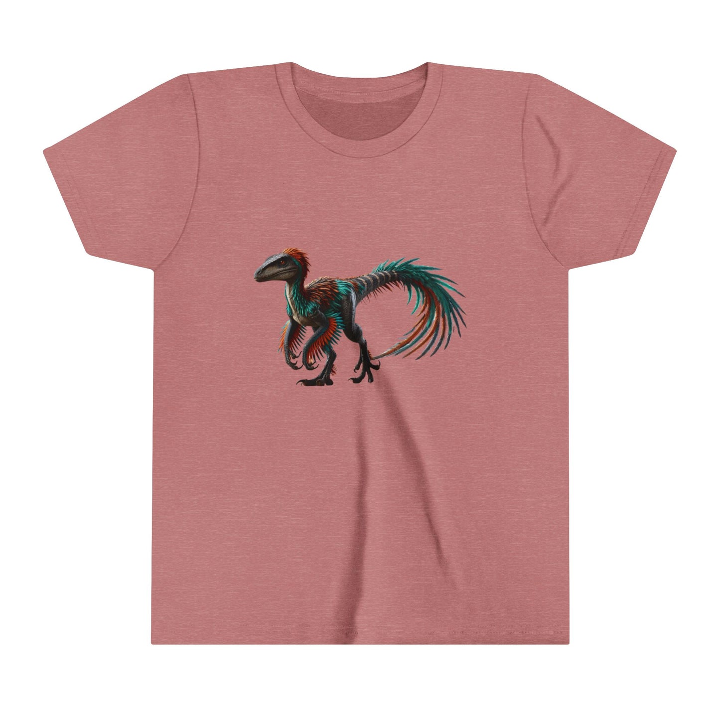 Youth Bright & Bold Velociraptor Tee – Adorable Dino Fun in Orange & Green! 🦖🍊🌿 - Unisex Jersey Short Sleeve Tee Super Comfy Dino T-Shirt Gift