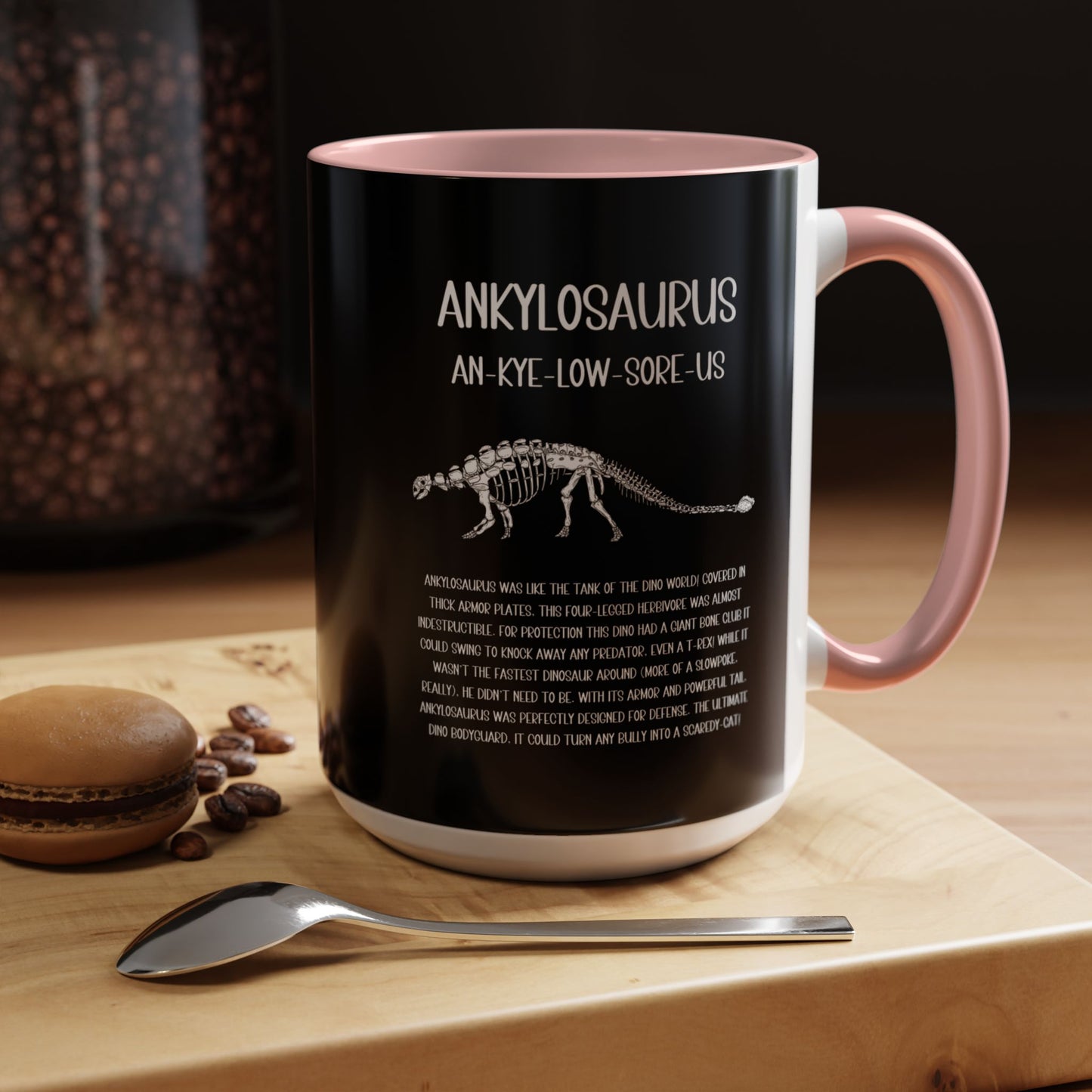 Fossil Ankylosaurus Mug with Detailed White Graphic Amazing Gift for the Dino Lovers in your life