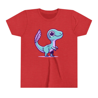 Youth Adorable Pastel Velociraptor Tee – Cute Dino Vibes in Aqua & Lavender! 🦕💜💙- Unisex Jersey Short Sleeve Tee Super Comfy Dino T-Shirt Gift