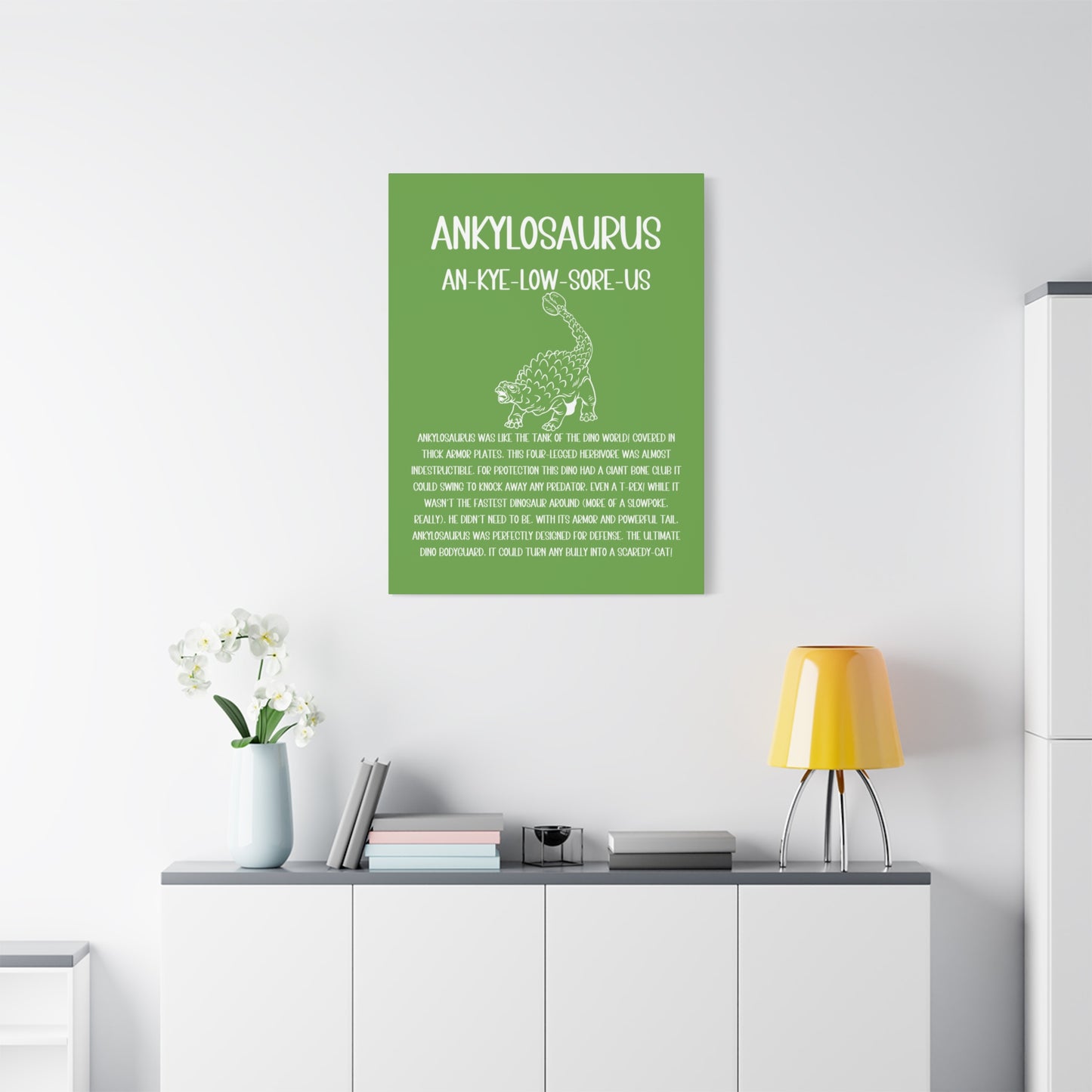 Defensive Ankylosaurus Vertical Matte Canvas Green, Stretched, 1.25" Amazing Gift for the Dino Lover in your life