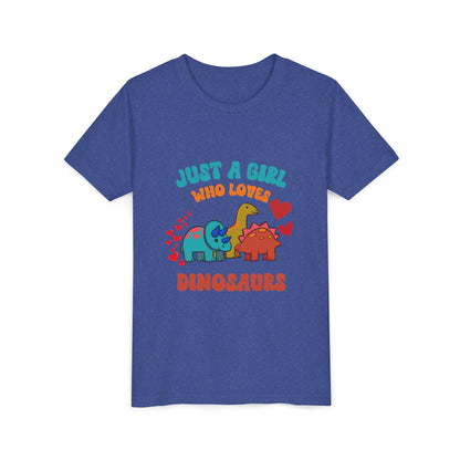 Just a Girl Who Loves Dinosaurs Youth Size T-Shirt Stem Tweens and Teens who Love Dinosaurs Tshirts