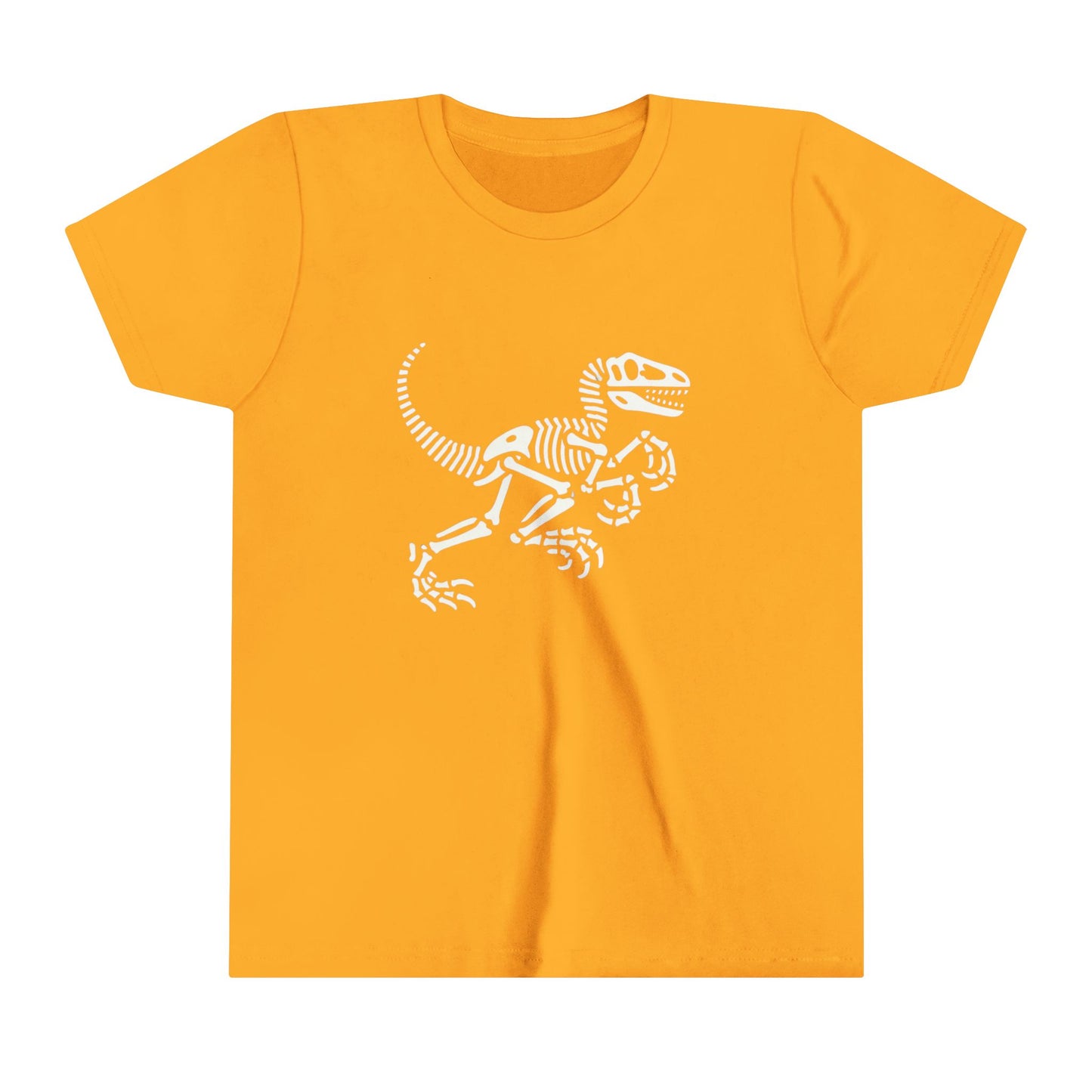 Youth Minimalist Velociraptor Skeleton Tee – Classic Fossil Fun for Dino Fans! 🦖💀🦴 - Unisex Jersey Short Sleeve Tee Super Comfy Dino T-Shirt Gift