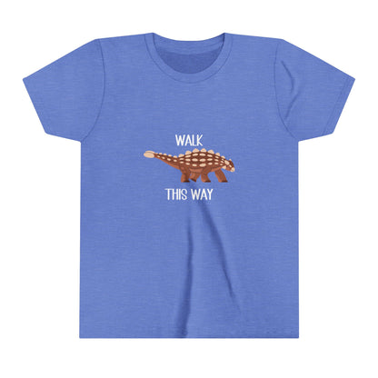 Youth Ankylosaurus Walk This Way White Graphic - Unisex Jersey Short Sleeve Tee Super Comfy Dino T-Shirt Gift