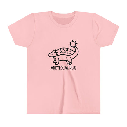 Youth Cute Ankylosaurus T-Shirt with Black Graphics - Unisex Jersey Short Sleeve Tee Super Comfy Dino T-Shirt Gift