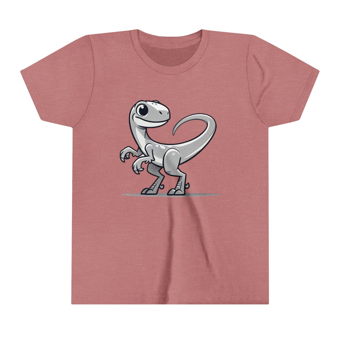 Youth Cute Velociraptor Cartoon Tee – Dino Fun for All Ages! 🦖✨ - Unisex Jersey Short Sleeve Tee Super Comfy Dino T-Shirt Gift