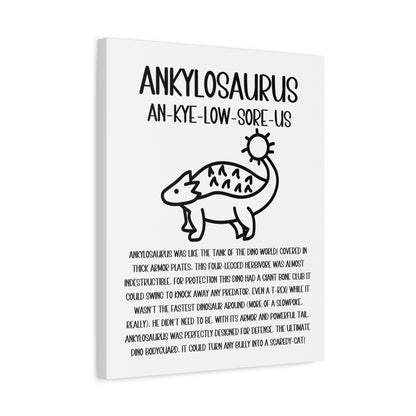 Cute Ankylosaurus Vertical Matte Canvas White, Stretched, 1.25" Amazing Gift for the Dino Lover in your life