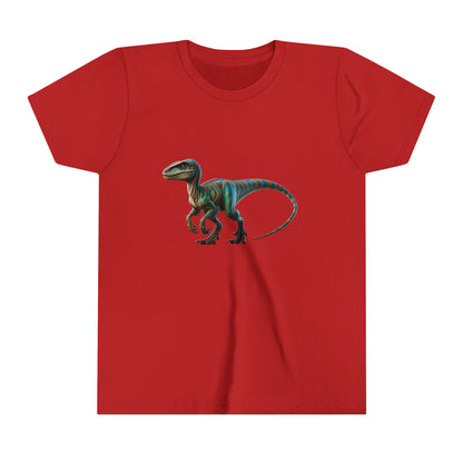 Youth Vibrant Velociraptor Adventure Tee – Unleash Your Inner Dino Explorer with Fierce Style! 🦖🌈 - Unisex Jersey Short Sleeve Tee Super Comfy Dino T-Shirt Gift