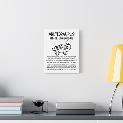 Cute Ankylosaurus Vertical Matte Canvas White, Stretched, 1.25" Amazing Gift for the Dino Lover in your life