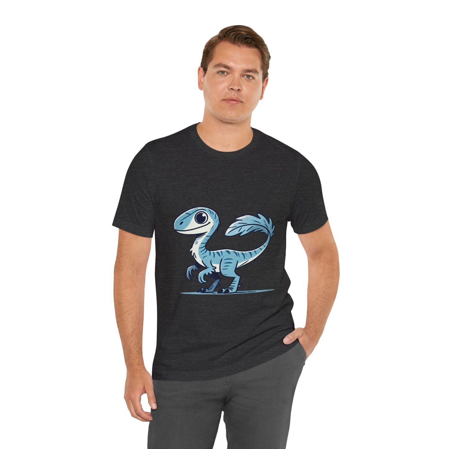 Charming Blue Velociraptor Tee – Cool Dino Style with a Playful Twist! 🦖💙❄️ - Unisex Jersey Short Sleeve Tee Super Comfy Dino T-Shirt Gift