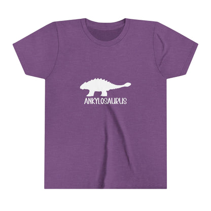 Youth Ankylosaurus T-Shirt with White Graphics - Unisex Jersey Short Sleeve Tee Super Comfy Dino T-Shirt Gift