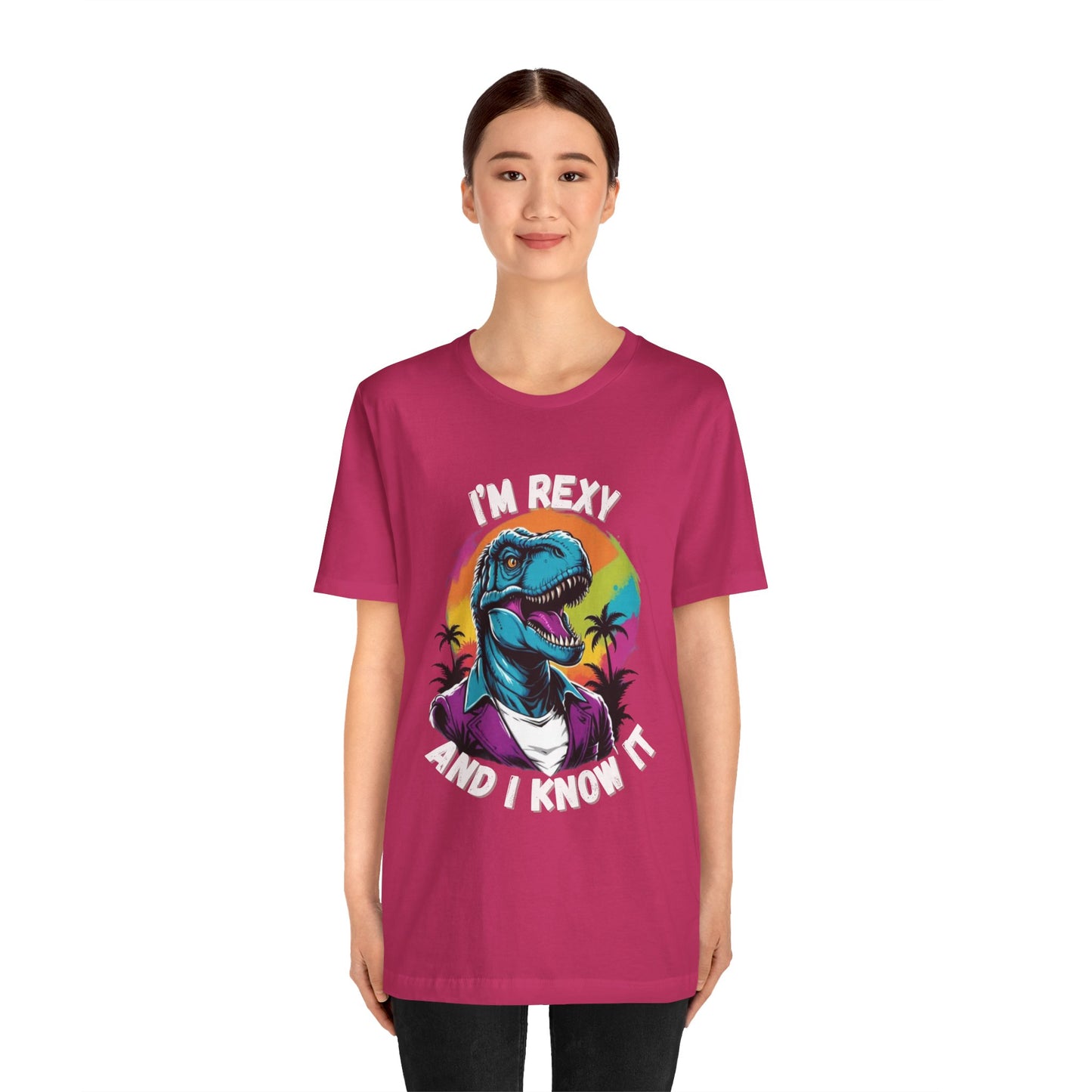 Retro Rex – I’m Rexy and I Know It Unisex T-Shirt with 80s Vibes & Cool T-Rex